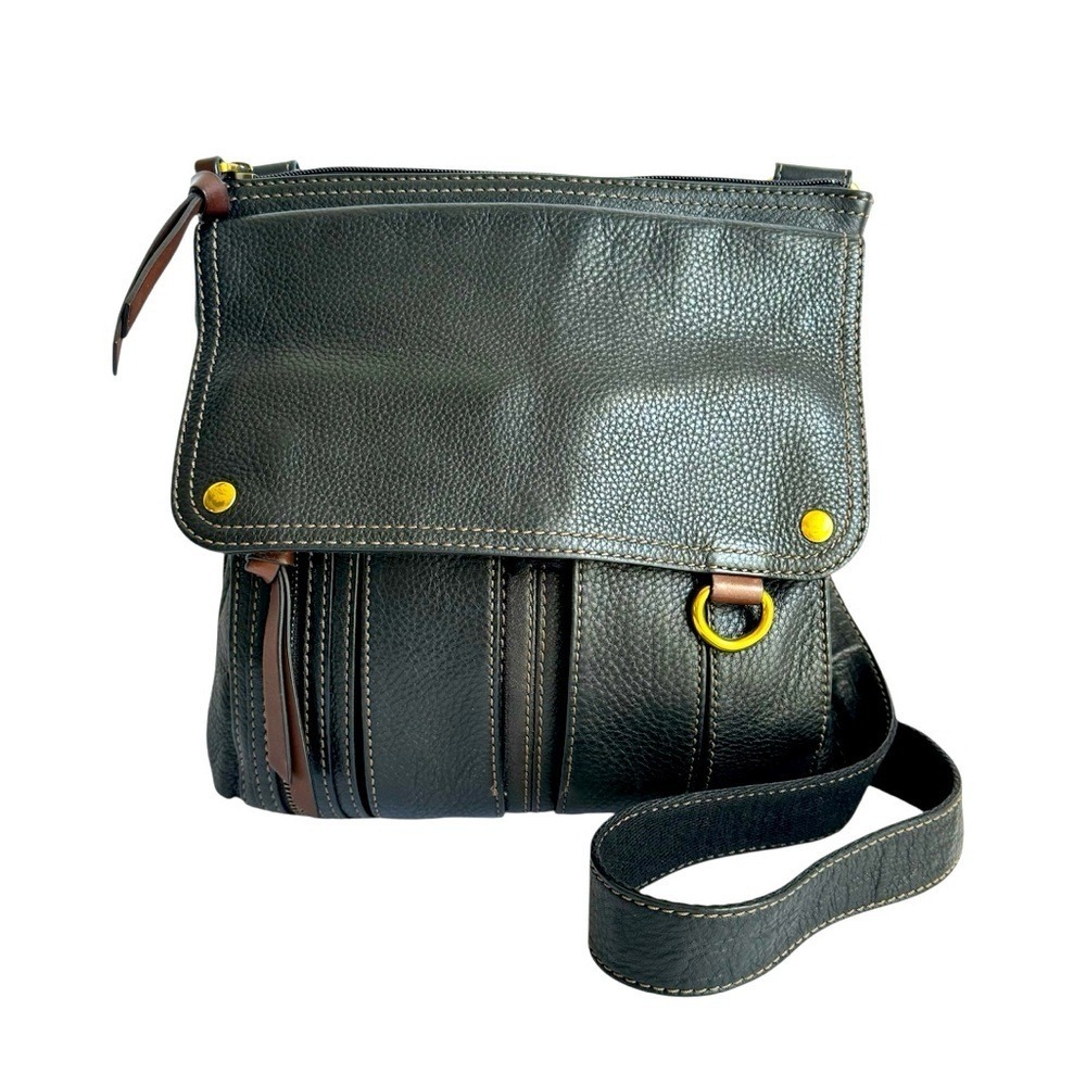 Fossil Y2K Morgan Bag Black Leather Crossbody Messenger Purse Travel Everyday‎